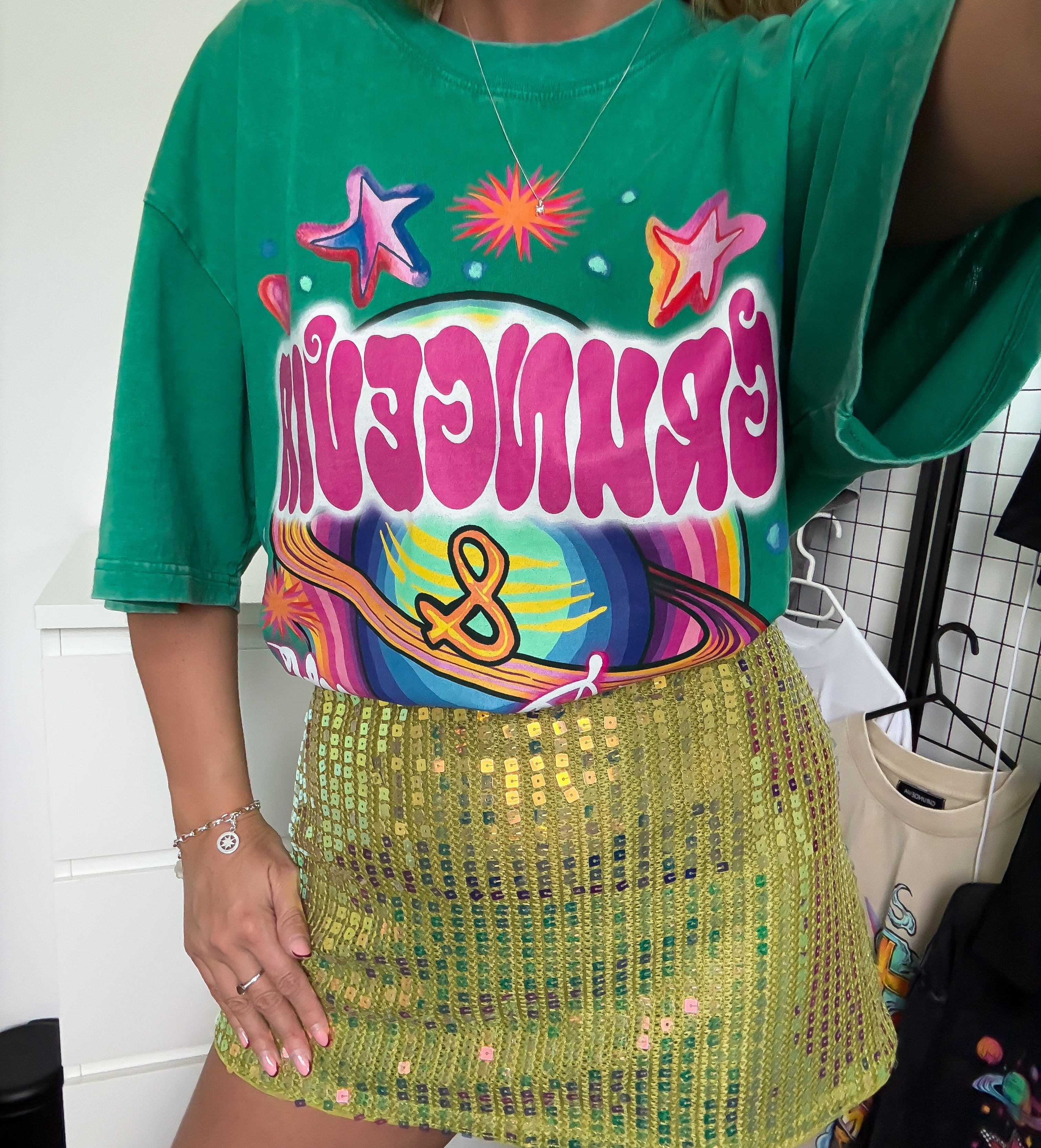 Green Sequin skirt