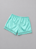 Green Lace trim shorts