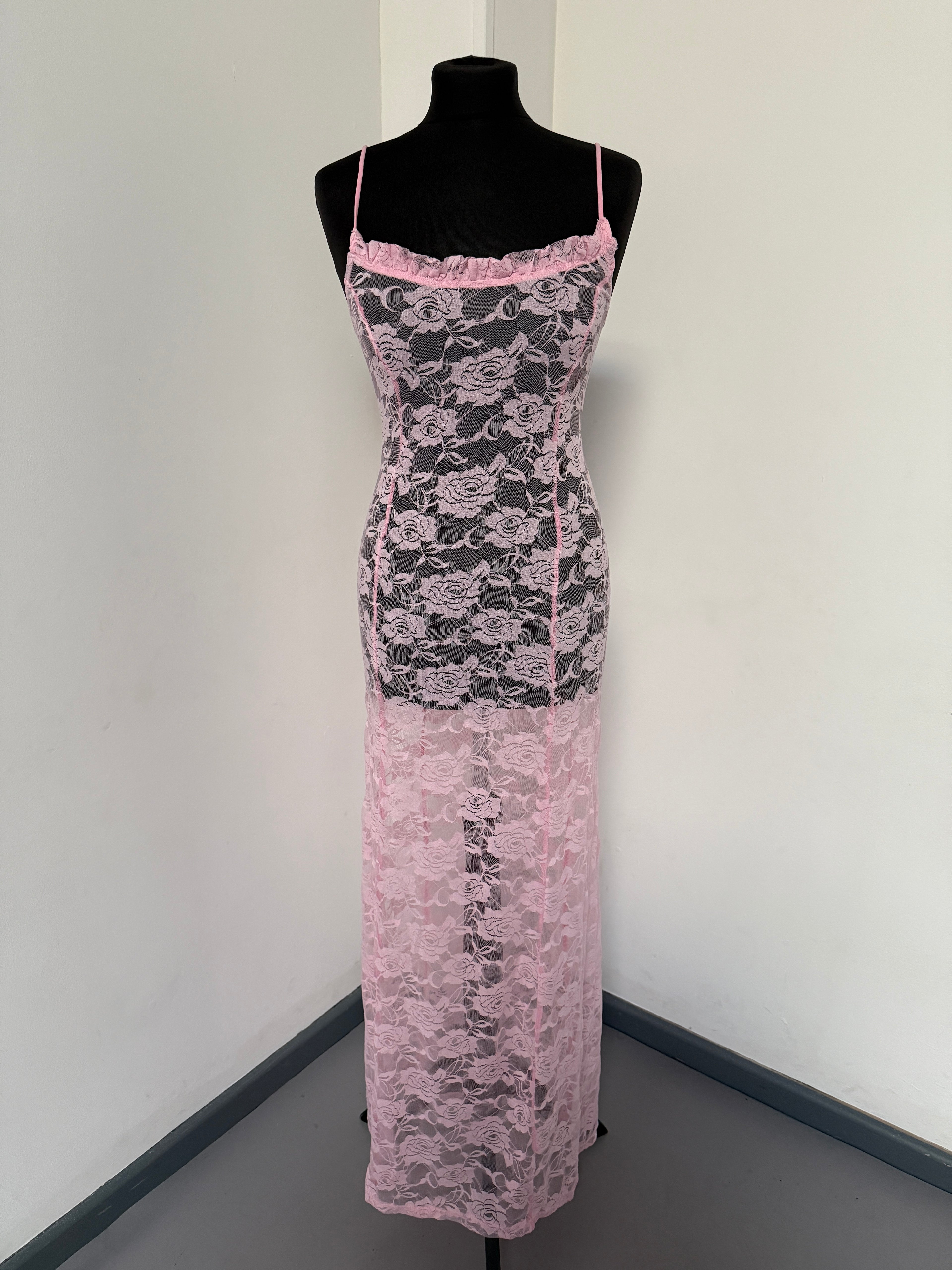 Pink Lace Maxi Dress