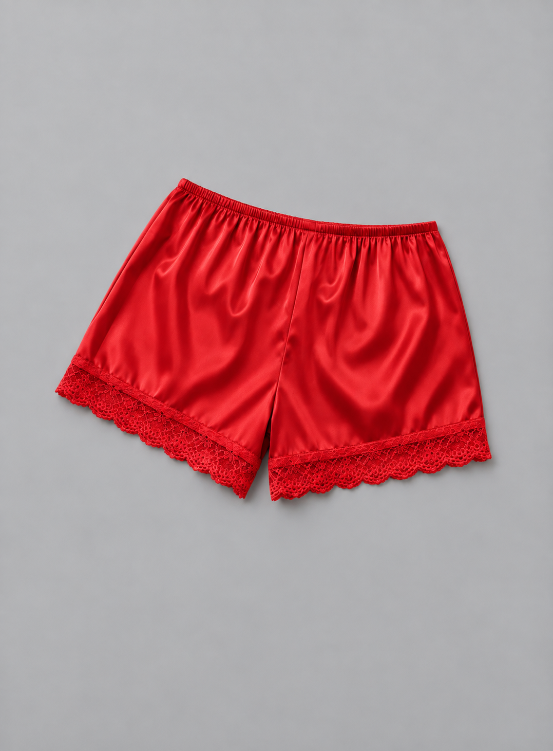 Red Lace trim shorts